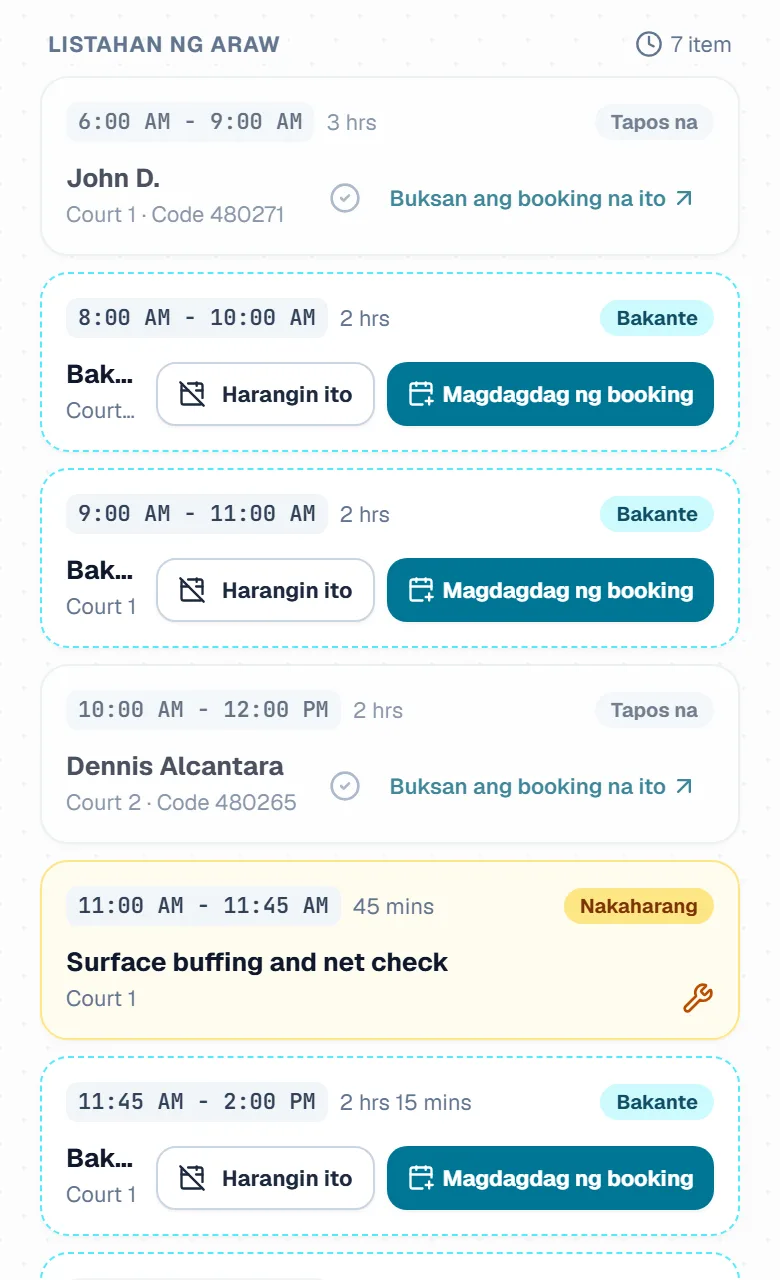 Ang form na Harangin ang oras sa court, na may kahon para sa court, araw, oras ng simula at tapos, at kung para saan ito. Ang form na Harangin ang oras sa court, na may kahon para sa court, araw, oras ng simula at tapos, at kung para saan ito.