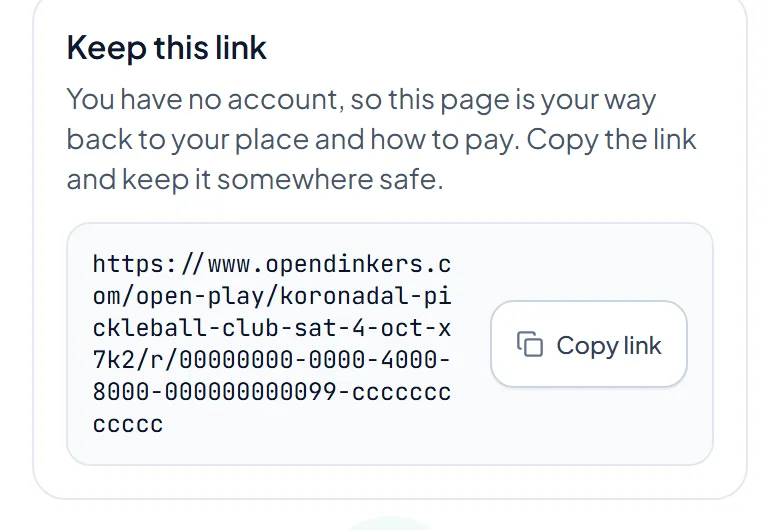 The Keep this link box at the top of a guest's own open play page.